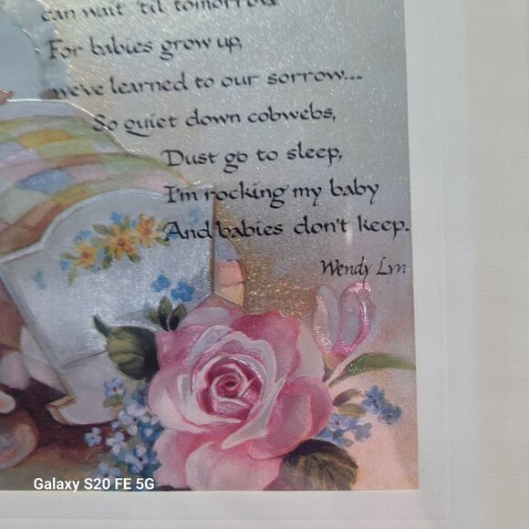 Vintage Rockabye Baby Metallic Print 1980's by Wendy Lyn Framed and Matted - Picture 4 of 13